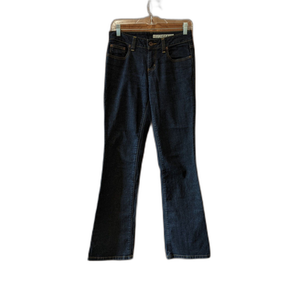 DKNY Dark Wash Jeans Baby Flare Bootcut Mid Rise Sz 4 Indie Sleaze Skater Grunge